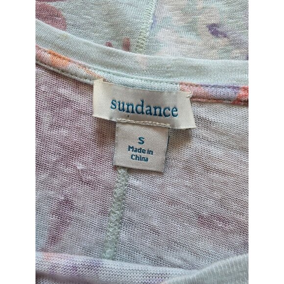 Sundance Womens Floral Short Sleeve Top Tie Hem S Linen - Picture 5 of 8
